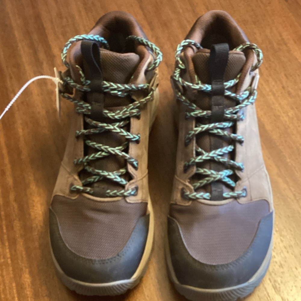 Teva Brown and Black Boots with Blue Laces